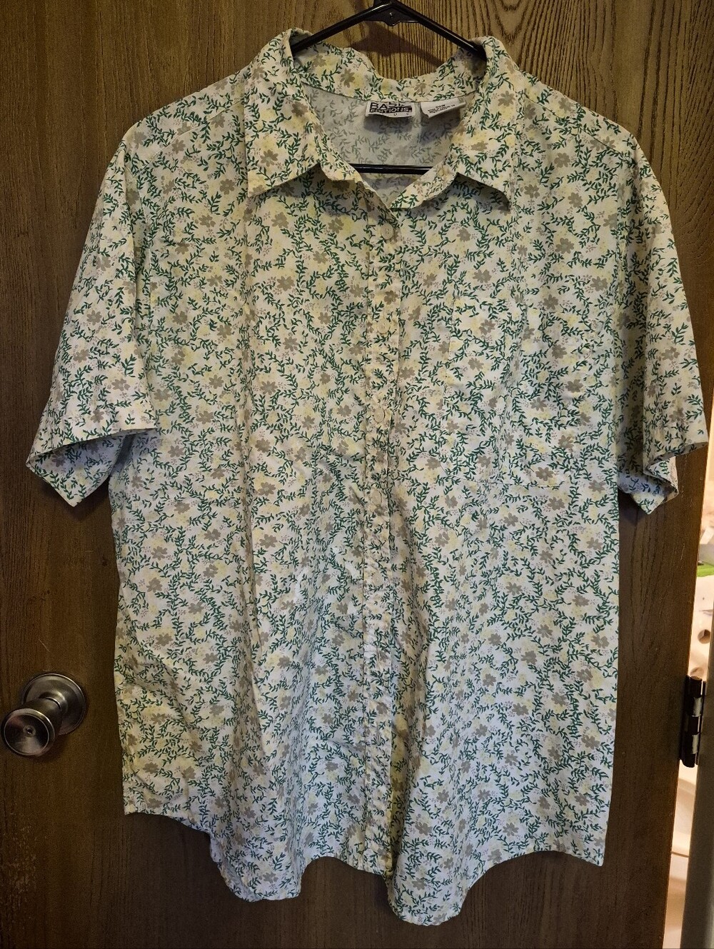 Vtg Woman's Granny Core Floral Short Sleeve Button Up Blouse 2X 20W Boho Garden